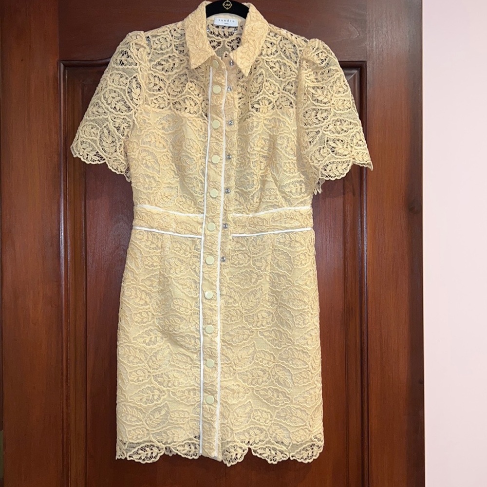 RTW BRAND NEW SANDRO LACE DRESS SIZE US 36 COCKTAIL SHORT SLEEVE PARTY DRESS